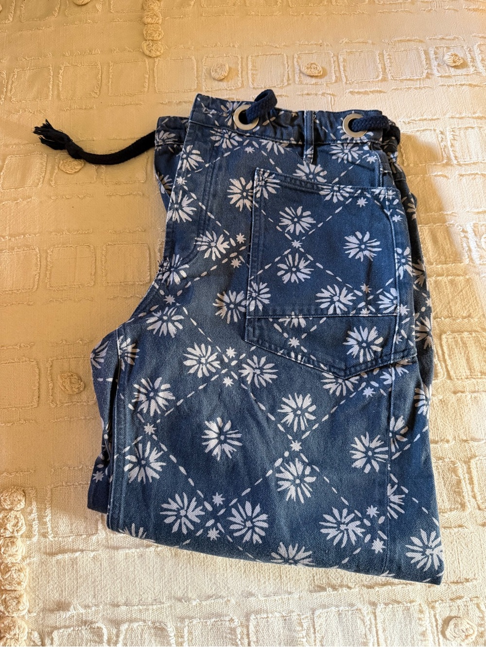Free People Blue Floral Print Jeans